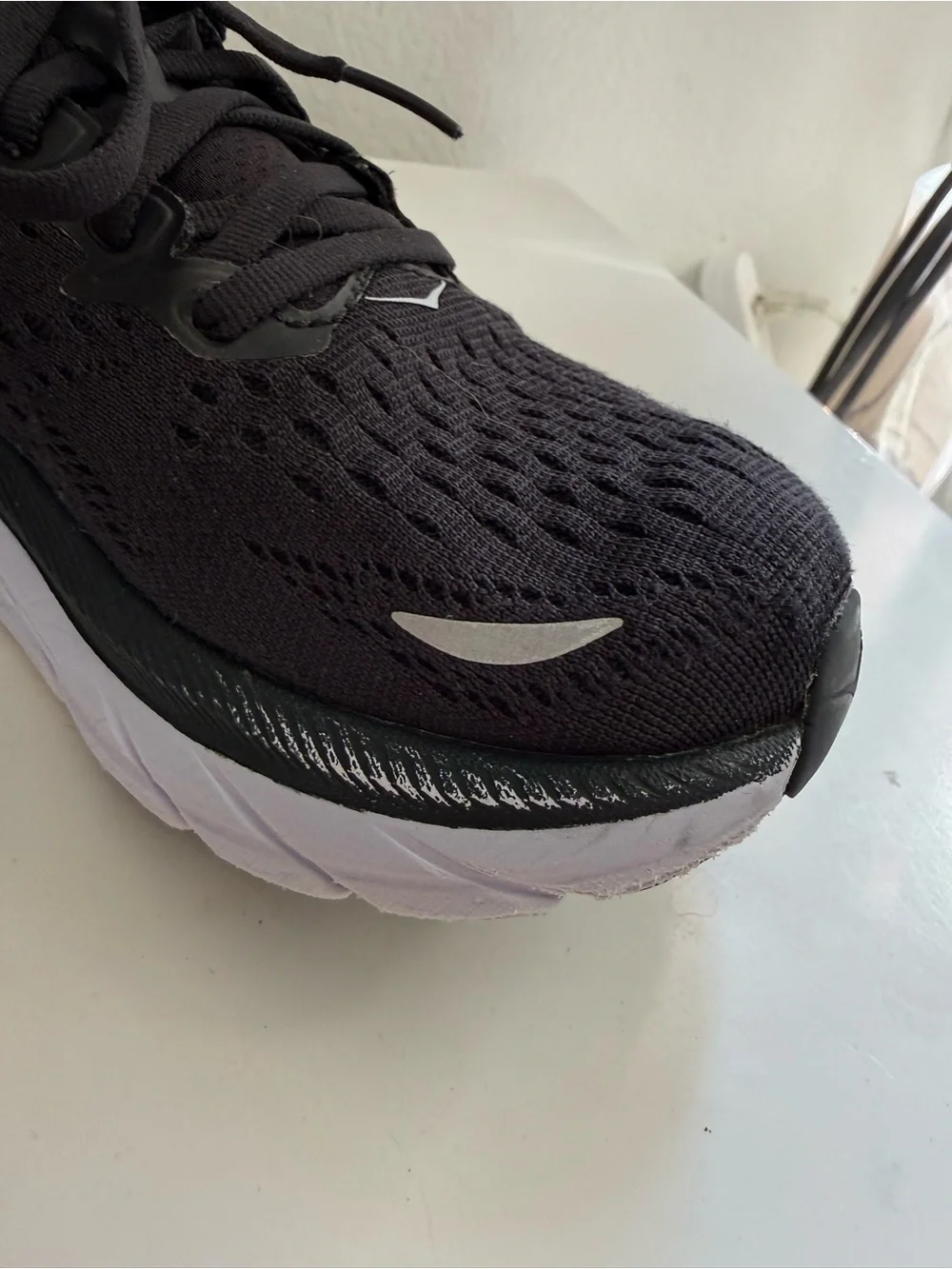 Hoka clifton 8 Women size 6 Black and White Athletic Running Shoes